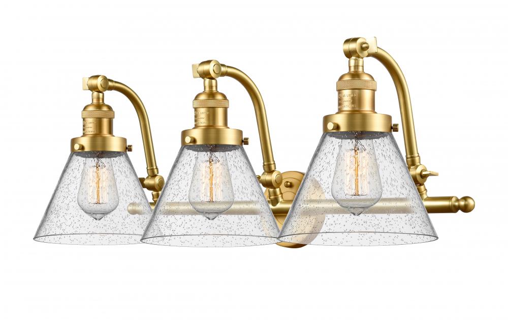 Cone - 3 Light - 28 inch - Satin Gold - Adjustable Bath Vanity Light