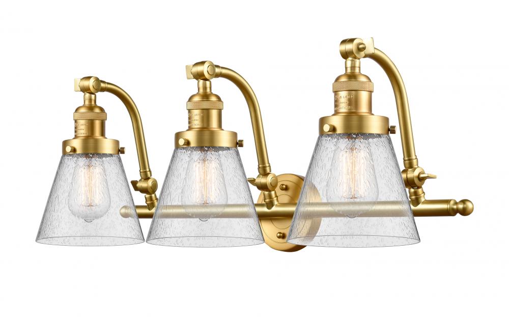 Cone - 3 Light - 28 inch - Satin Gold - Adjustable Bath Vanity Light