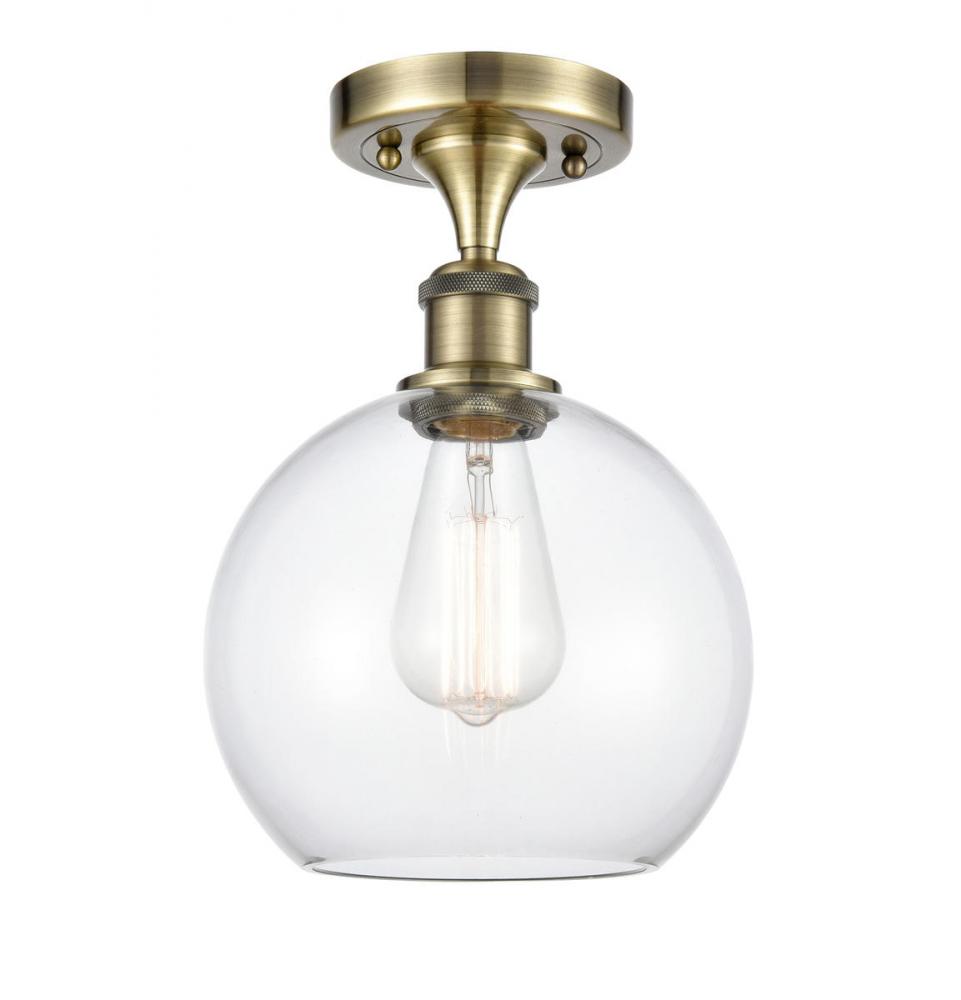 Athens - 1 Light - 8 inch - Antique Brass - Semi-Flush Mount