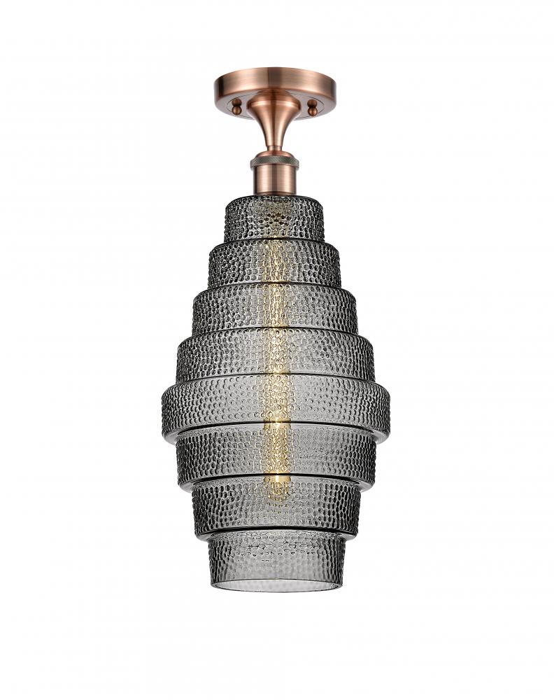 Cascade - 1 Light - 8 inch - Antique Copper - Semi-Flush Mount