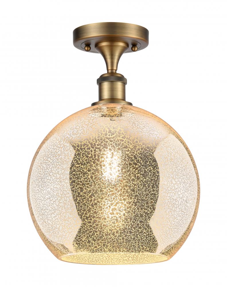 Athens - 1 Light - 10 inch - Brushed Brass - Semi-Flush Mount