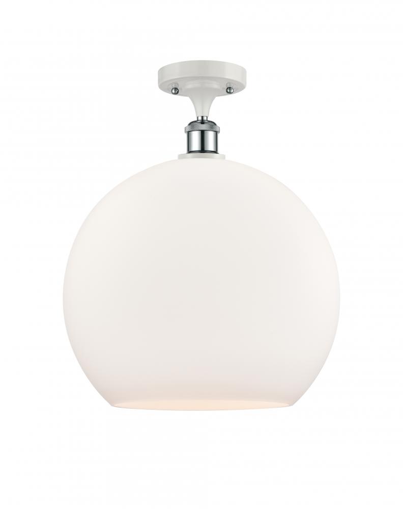 Athens - 1 Light - 14 inch - White Polished Chrome - Semi-Flush Mount