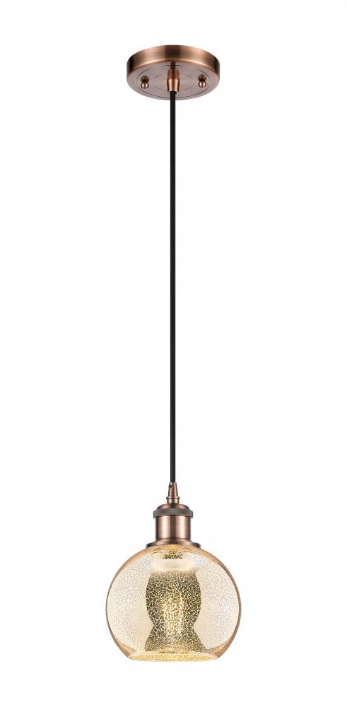 Athens - 1 Light - 6 inch - Antique Copper - Cord hung - Mini Pendant