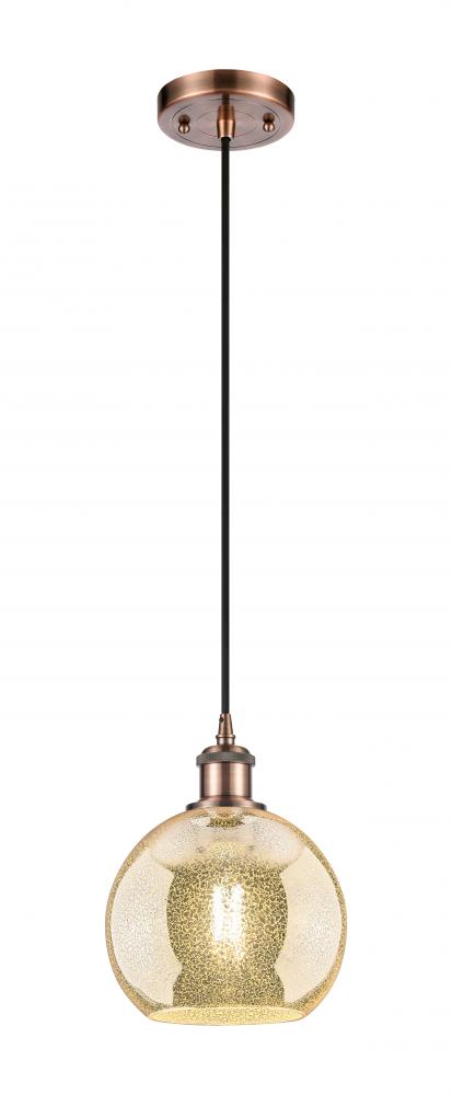 Athens - 1 Light - 8 inch - Antique Copper - Cord hung - Mini Pendant