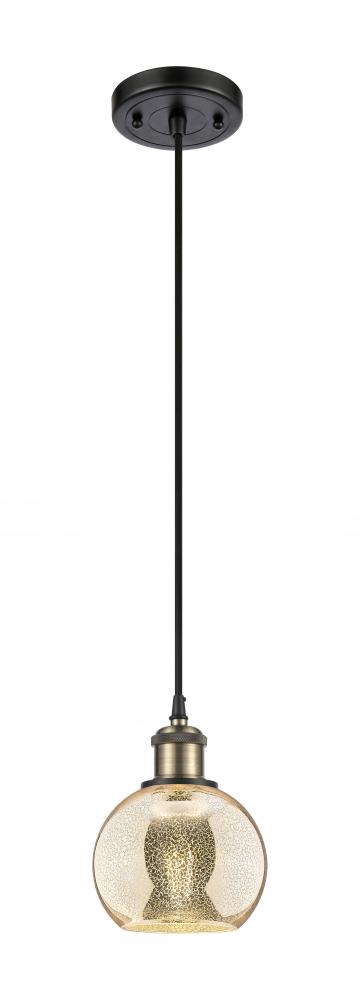 Athens - 1 Light - 6 inch - Black Antique Brass - Cord hung - Mini Pendant