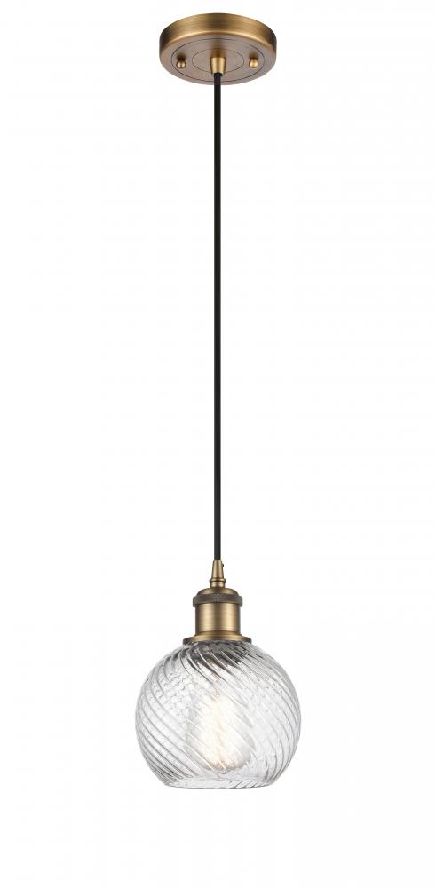 Small Twisted Swirl 1 Light Mini Pendant part of the Ballston Collection