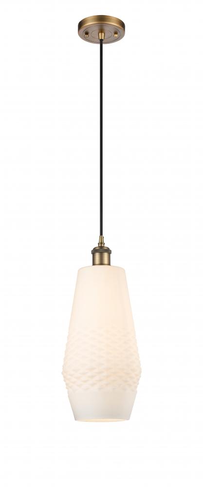 Windham - 1 Light - 7 inch - Brushed Brass - Cord hung - Mini Pendant