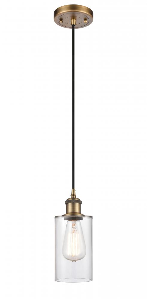 Clymer - 1 Light - 4 inch - Brushed Brass - Cord hung - Mini Pendant