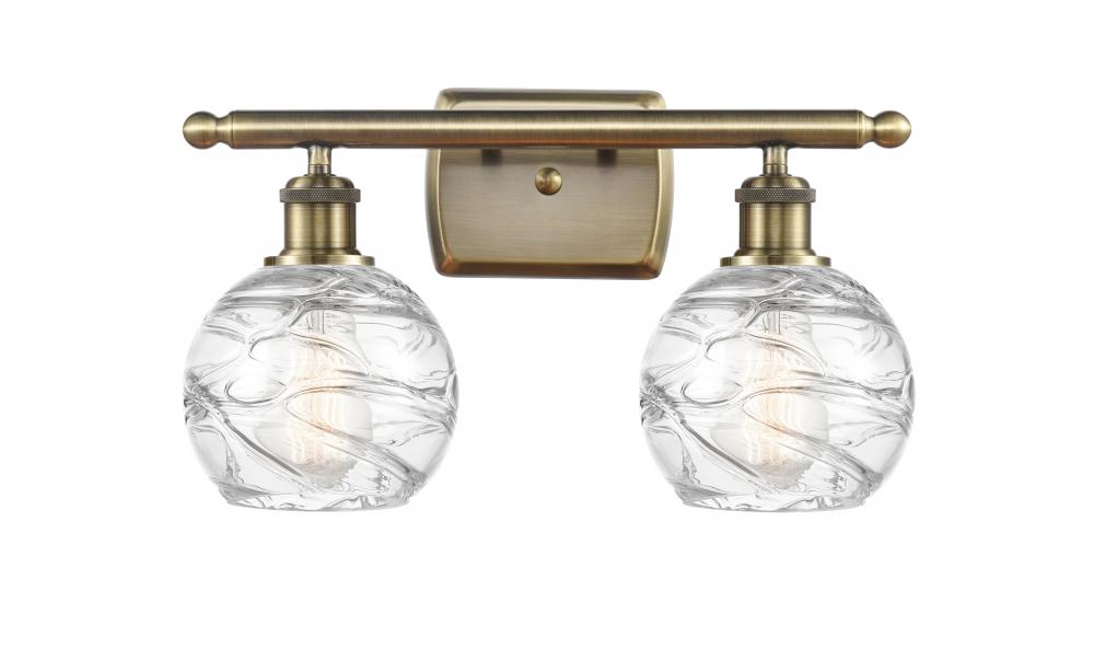 Athens Deco Swirl - 2 Light - 16 inch - Antique Brass - Bath Vanity Light