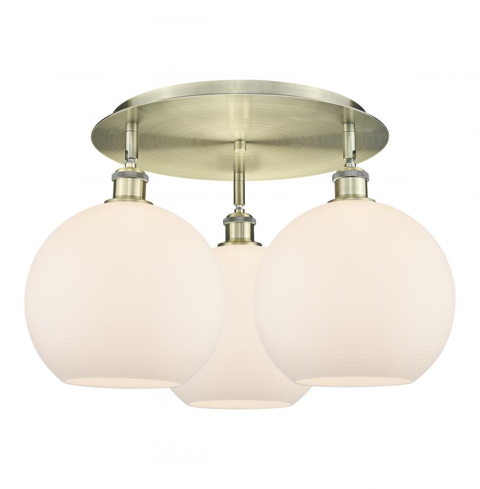 Athens - 3 Light - 22 inch - Antique Brass - Semi-Flush Mount
