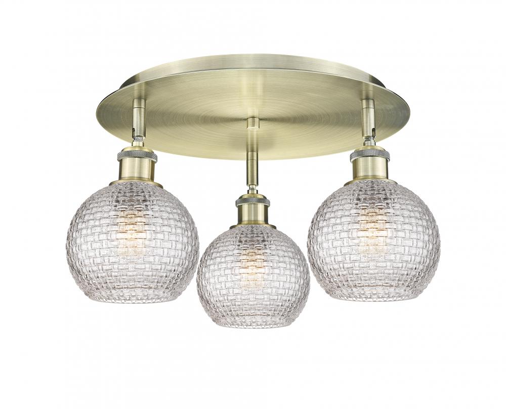 Athens - 3 Light - 18 inch - Antique Brass - Semi-Flush Mount