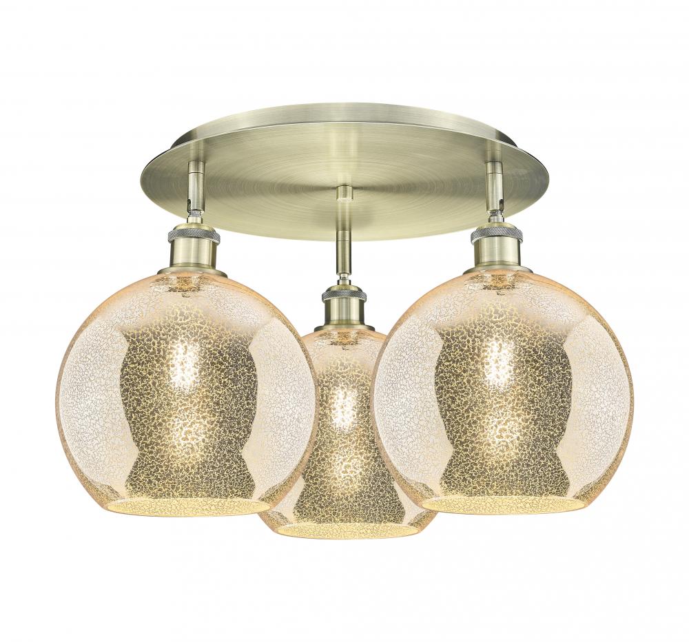 Athens - 3 Light - 22 inch - Antique Brass - Semi-Flush Mount