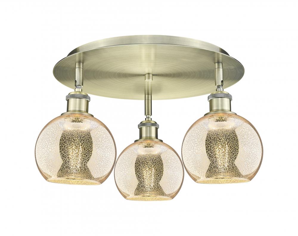 Athens - 3 Light - 18 inch - Antique Brass - Semi-Flush Mount
