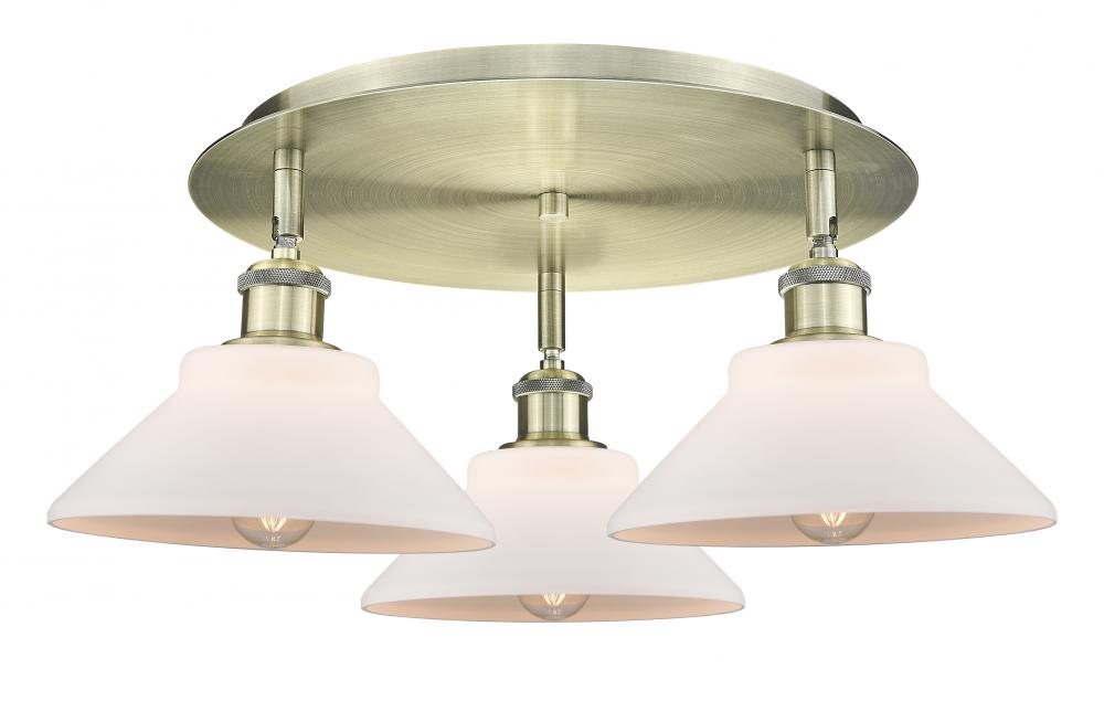 Orwell - 3 Light - 20 inch - Antique Brass - Semi-Flush Mount