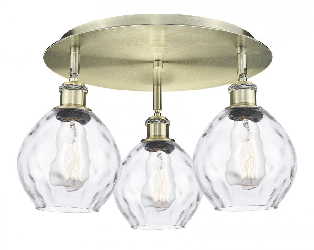 Waverly - 3 Light - 18 inch - Antique Brass - Semi-Flush Mount