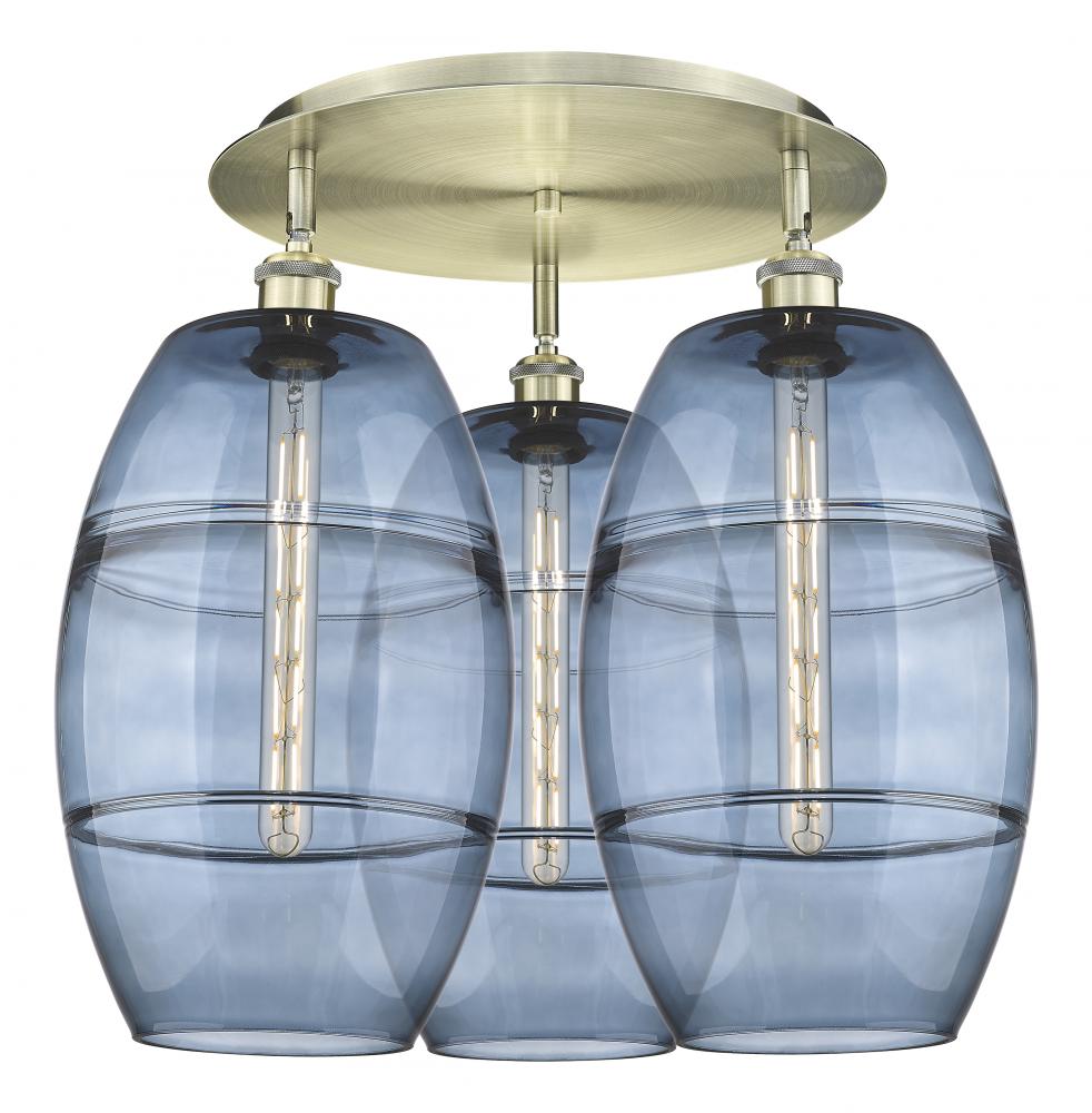 Vaz - 3 Light - 22 inch - Antique Brass - Semi-Flush Mount