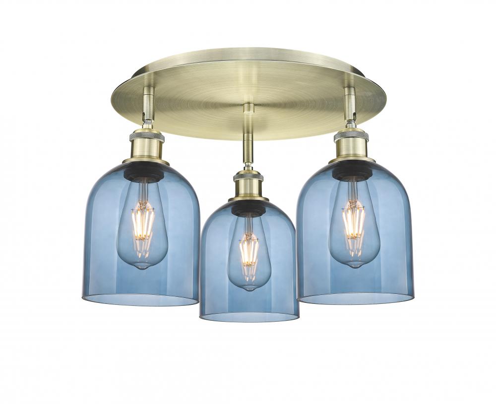 Bella - 3 Light - 17 inch - Antique Brass - Semi-Flush Mount