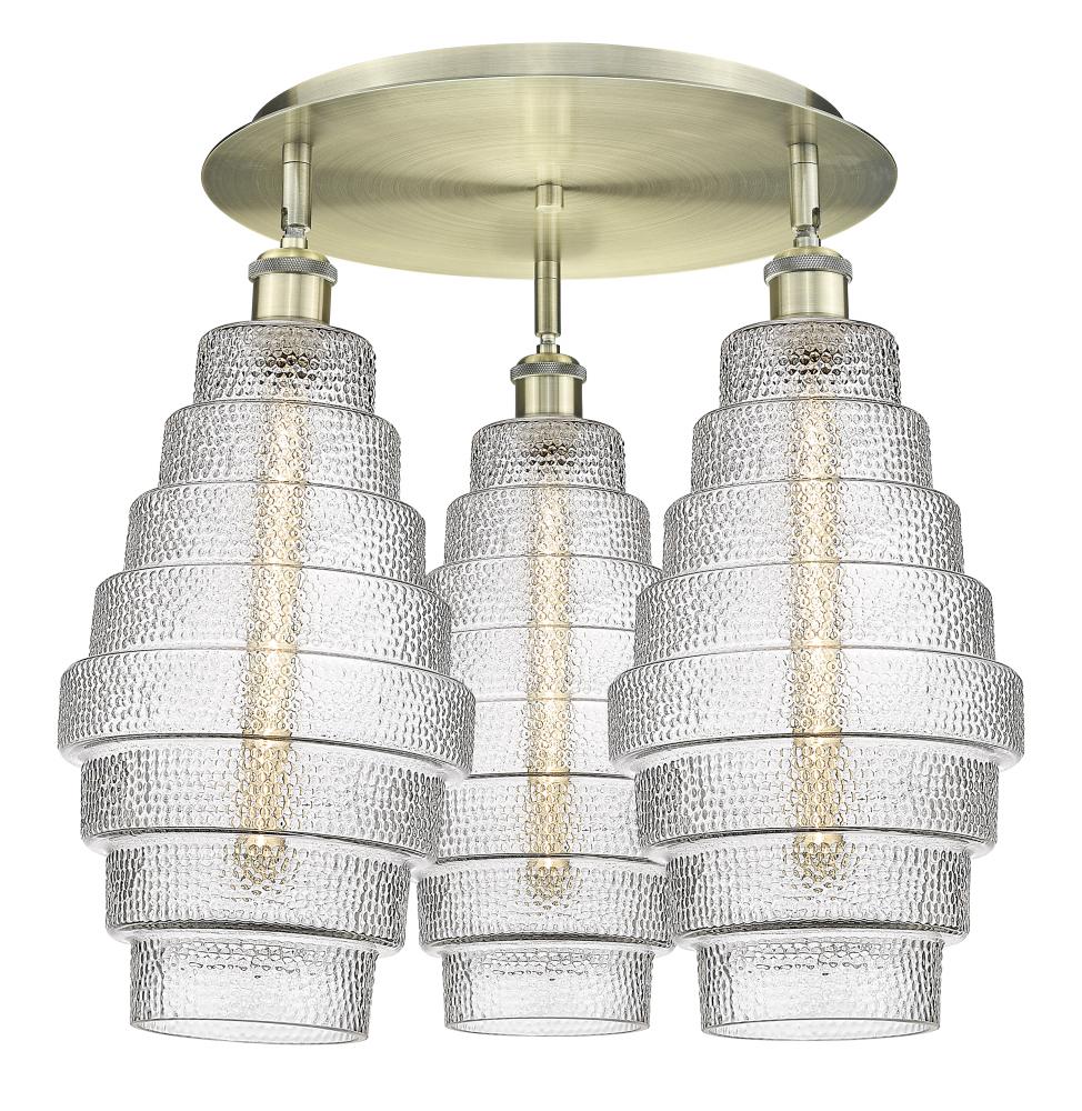 Cascade - 3 Light - 20 inch - Antique Brass - Flush Mount