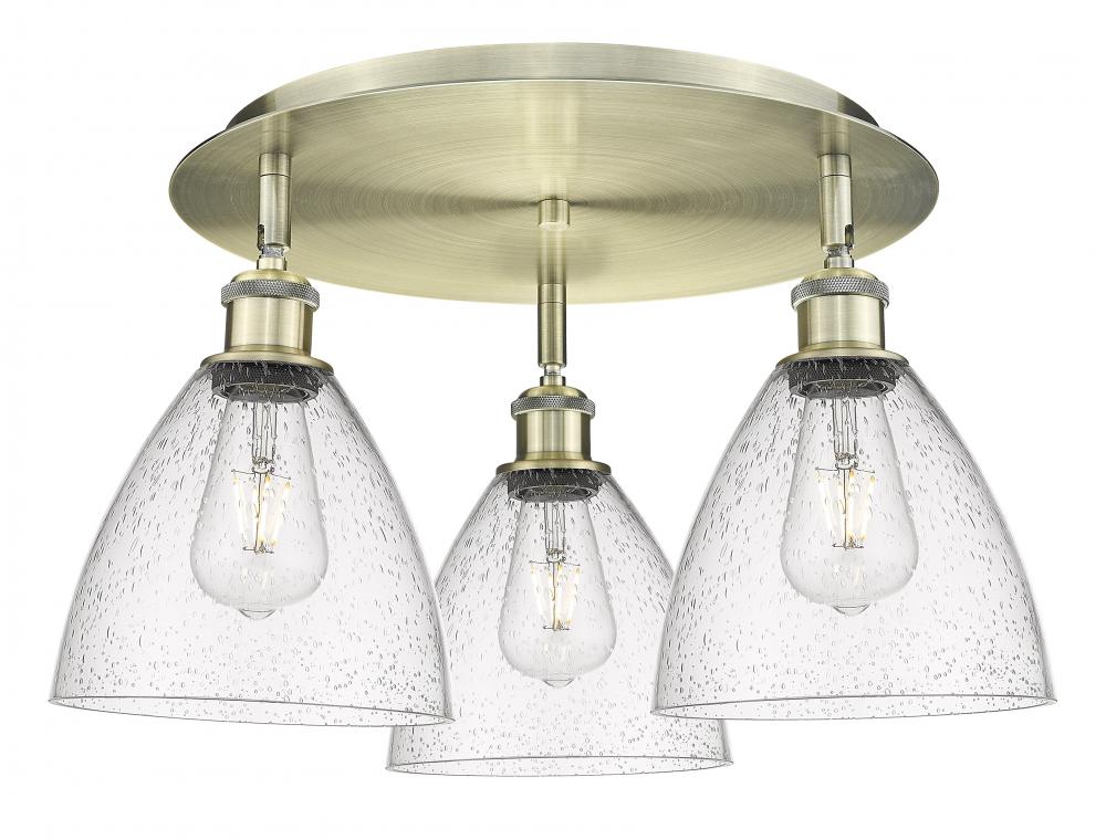 Bristol - 3 Light - 19 inch - Antique Brass - Semi-Flush Mount