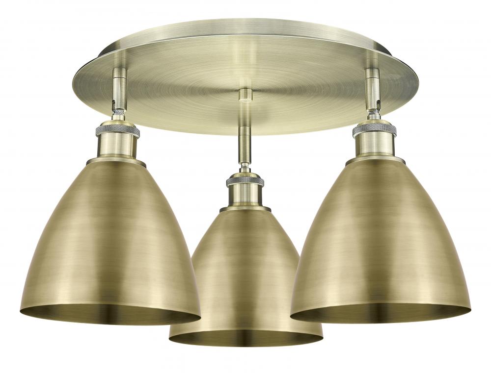 Bristol - 3 Light - 19 inch - Antique Brass - Semi-Flush Mount