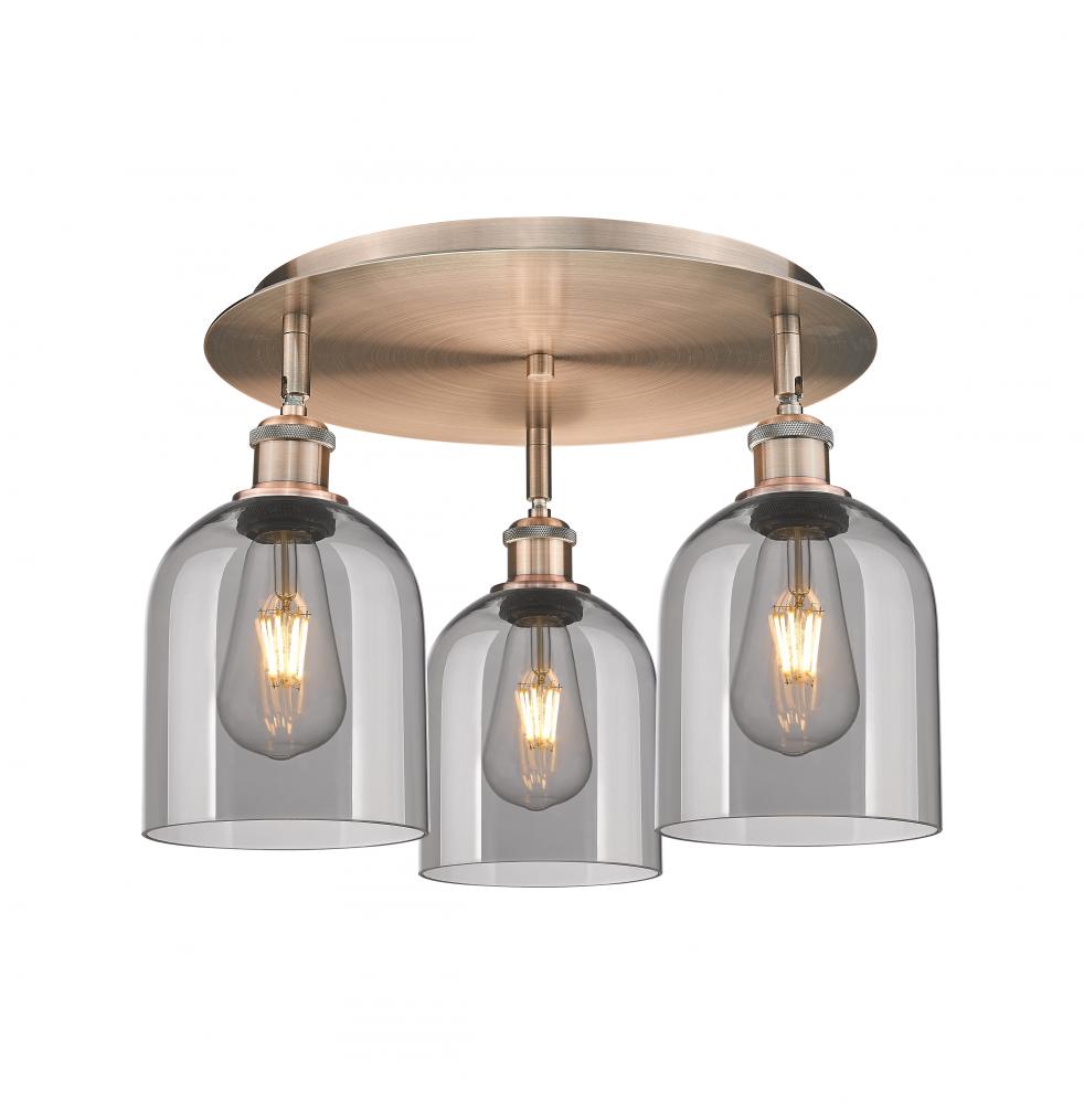 Bella - 3 Light - 17 inch - Antique Copper - Semi-Flush Mount