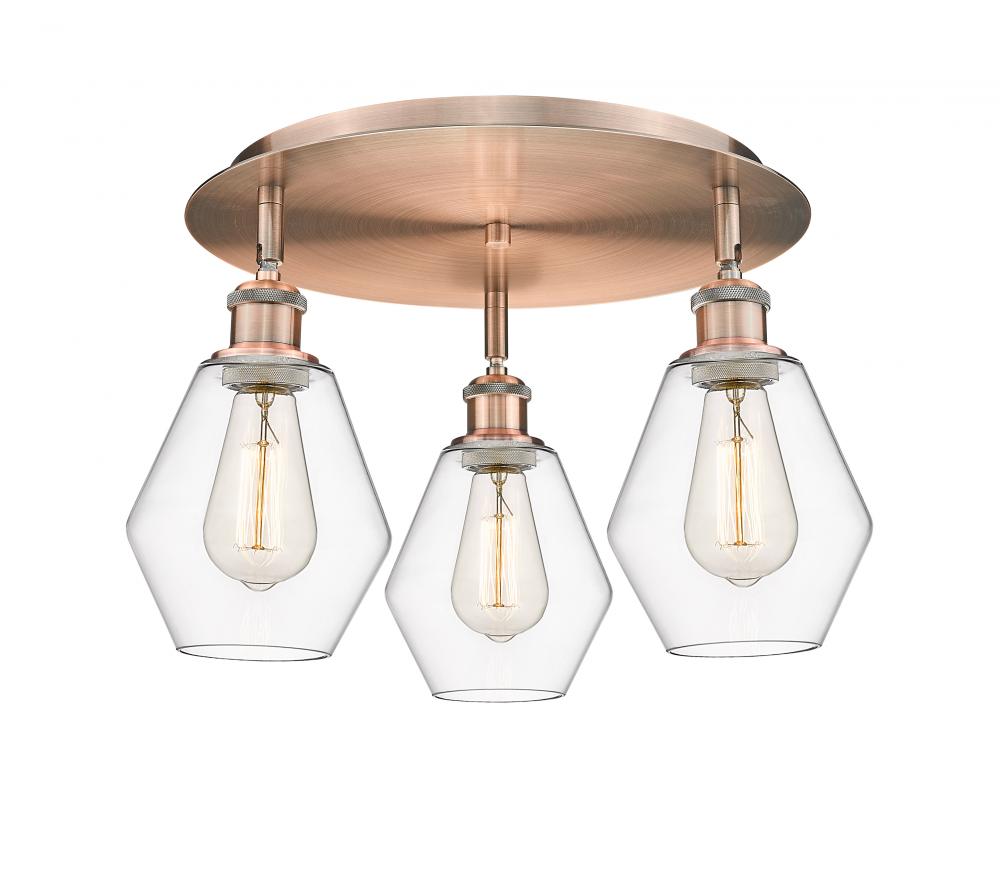 Cindyrella - 3 Light - 18 inch - Antique Copper - Semi-Flush Mount