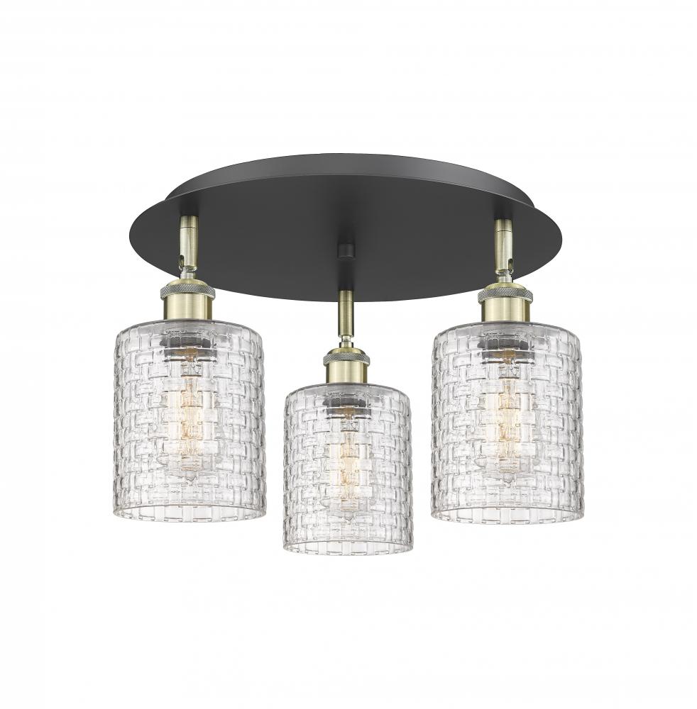 Cobbleskill - 3 Light - 17 inch - Black Antique Brass - Semi-Flush Mount