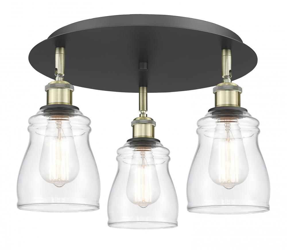 Ellery - 3 Light - 17 inch - Black Antique Brass - Semi-Flush Mount