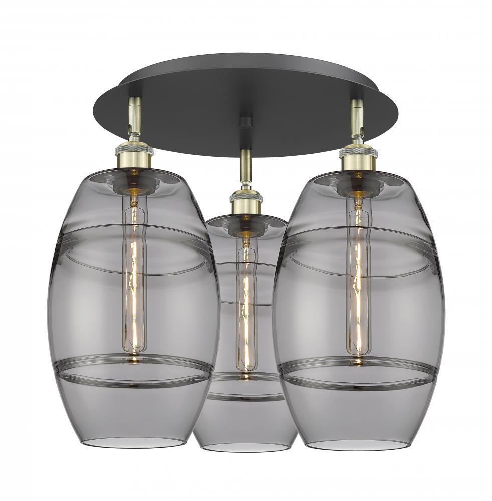Vaz - 3 Light - 20 inch - Black Antique Brass - Semi-Flush Mount