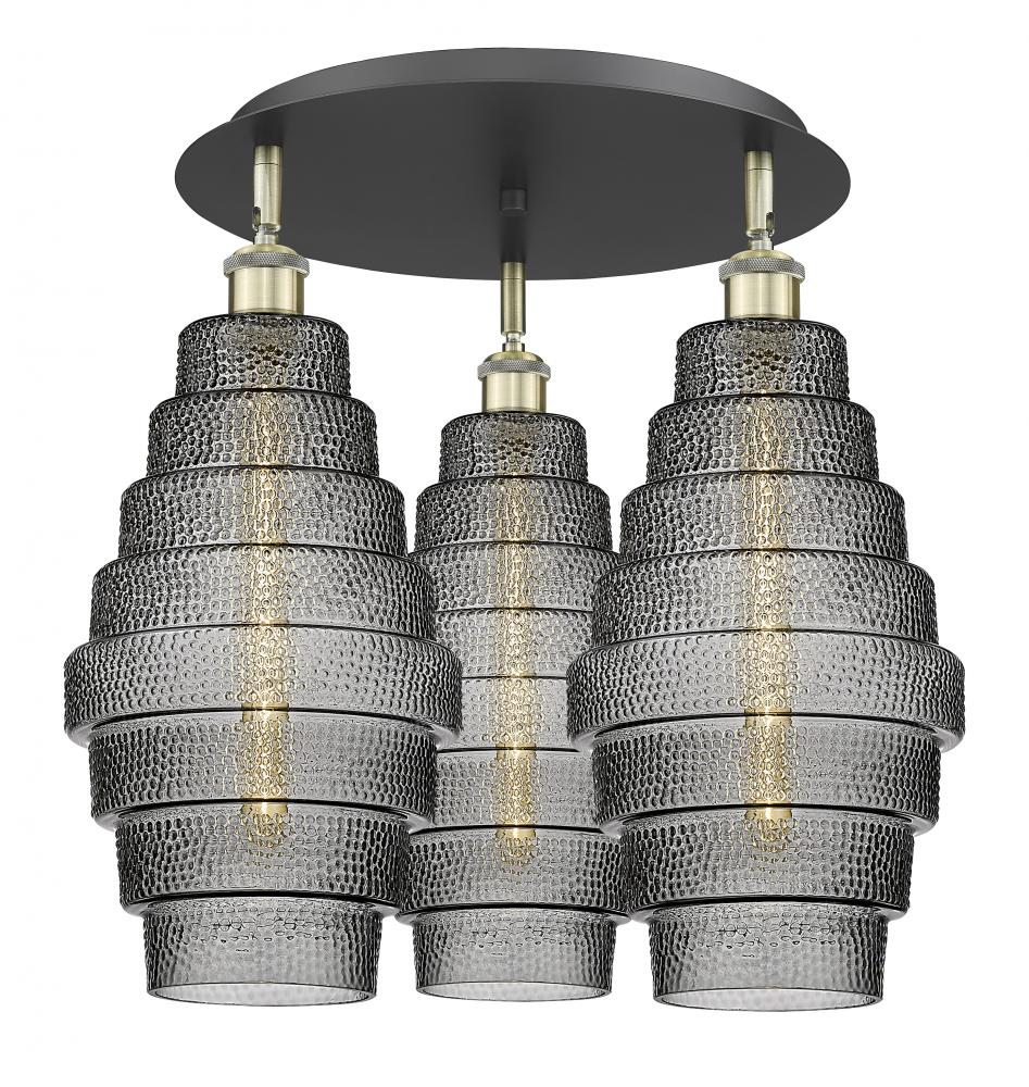 Cascade - 3 Light - 20 inch - Black Antique Brass - Flush Mount