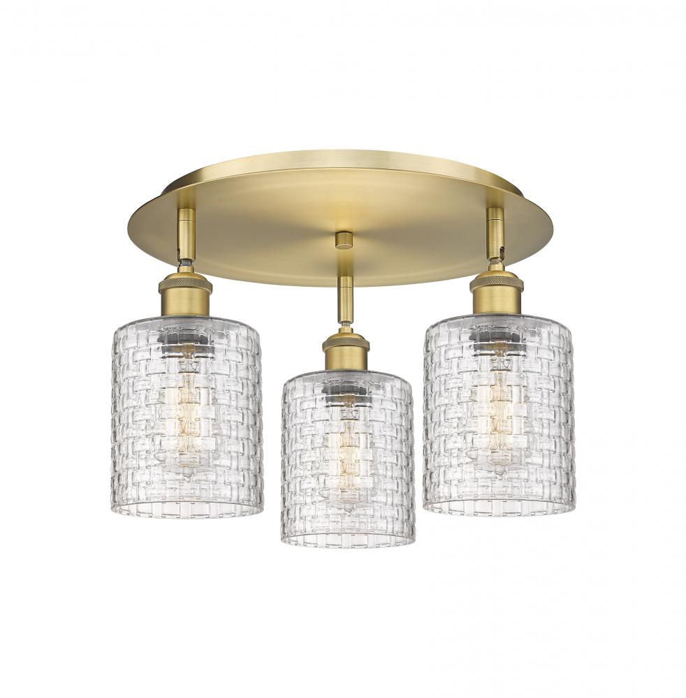 Cobbleskill - 3 Light - 17 inch - Brushed Brass - Semi-Flush Mount