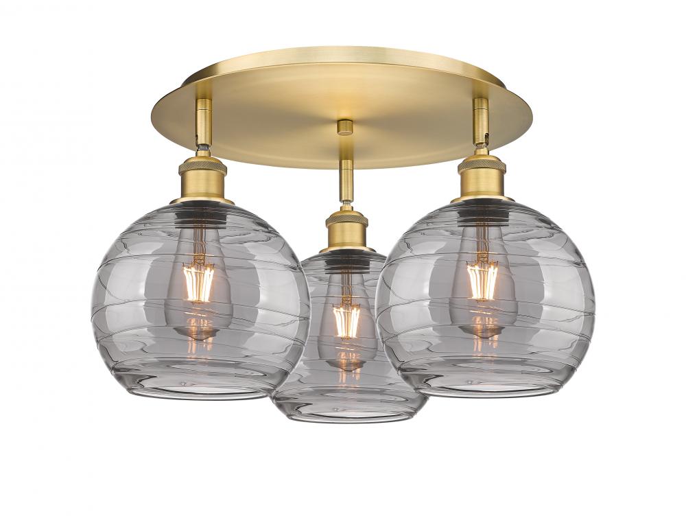 Athens Deco Swirl - 3 Light - 20 inch - Brushed Brass - Semi-Flush Mount