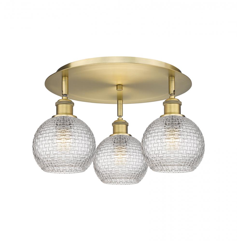 Athens - 3 Light - 18 inch - Brushed Brass - Semi-Flush Mount