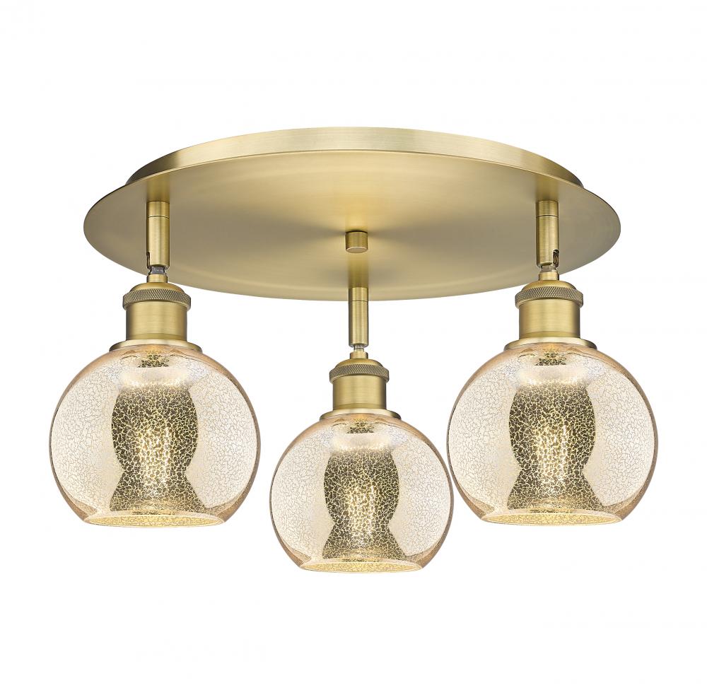 Athens - 3 Light - 18 inch - Brushed Brass - Semi-Flush Mount