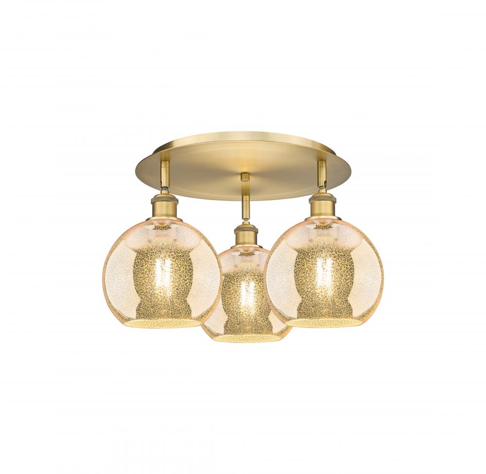 Athens - 3 Light - 20 inch - Brushed Brass - Semi-Flush Mount