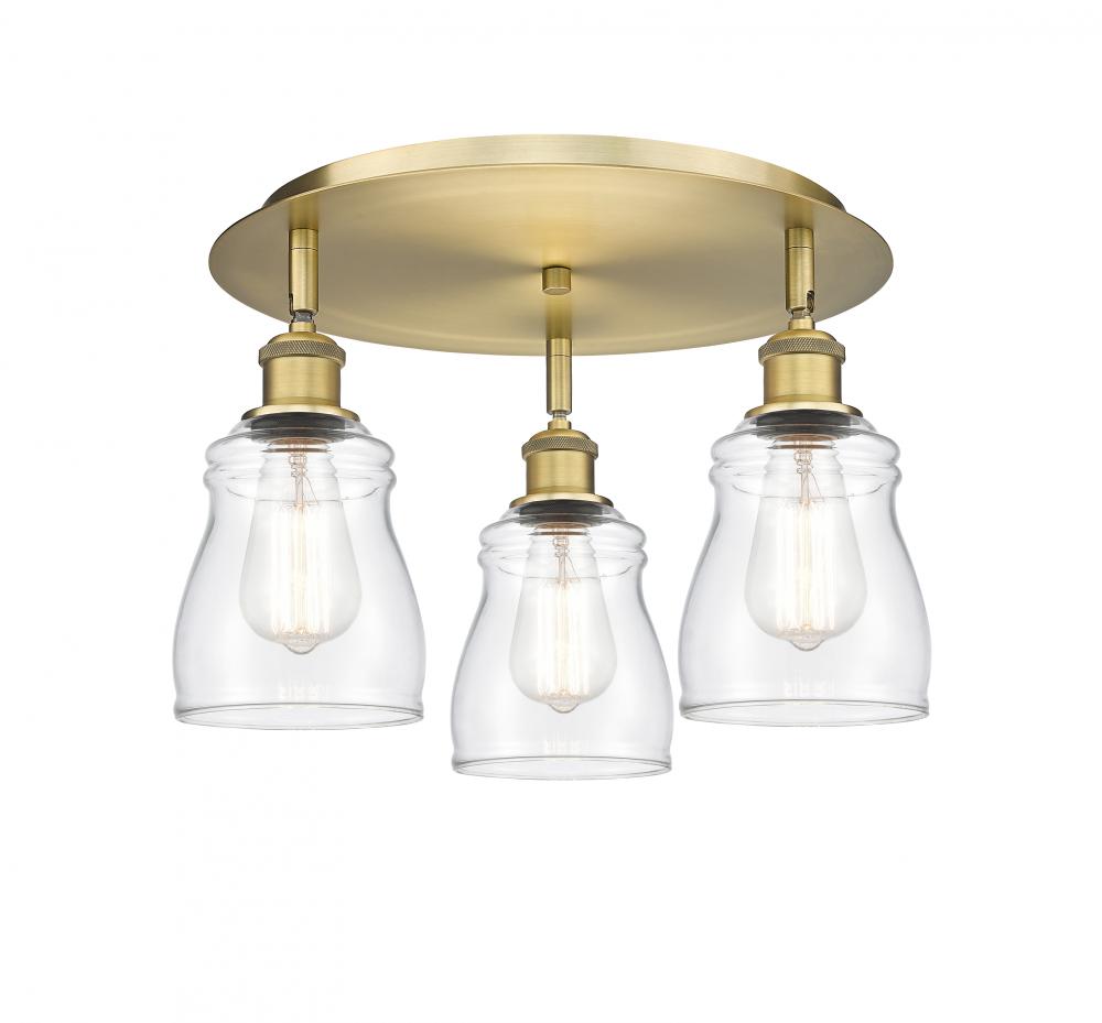Ellery - 3 Light - 17 inch - Brushed Brass - Semi-Flush Mount