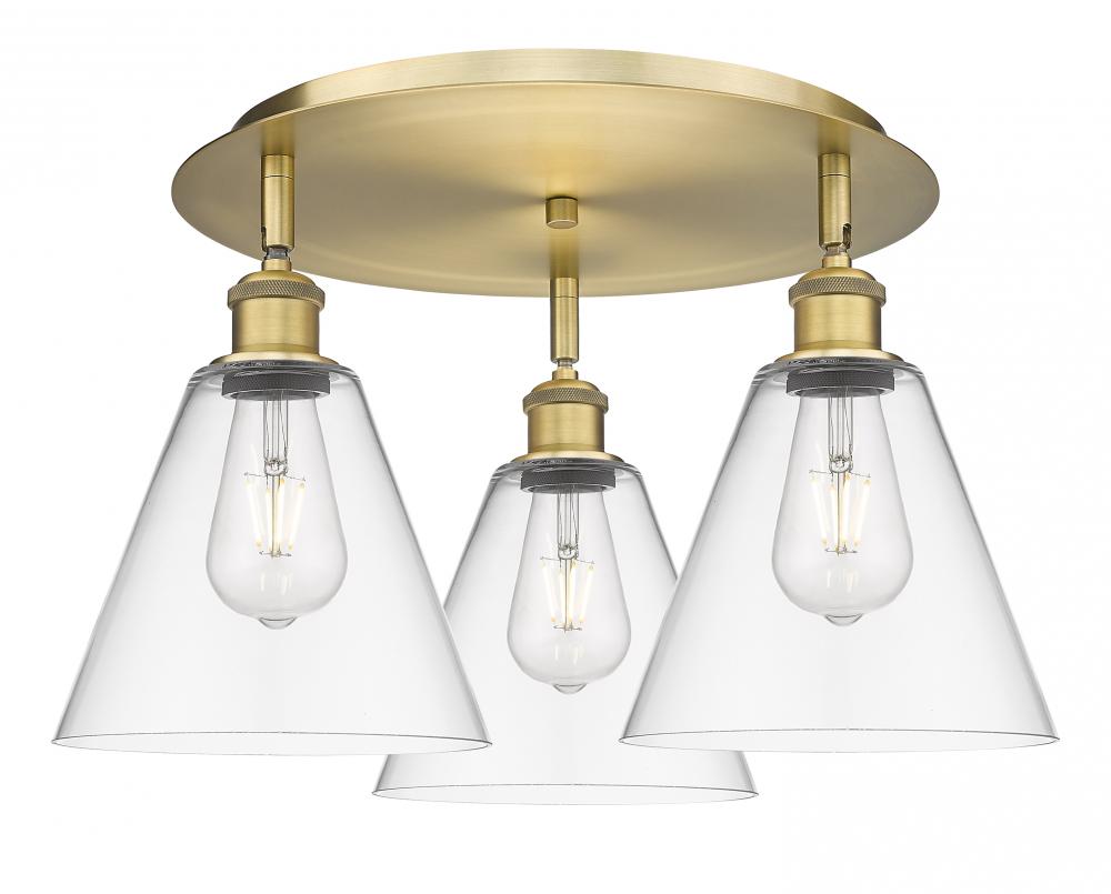 Berkshire - 3 Light - 20 inch - Brushed Brass - Semi-Flush Mount