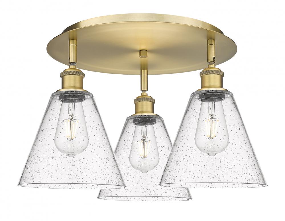 Berkshire - 3 Light - 20 inch - Brushed Brass - Semi-Flush Mount