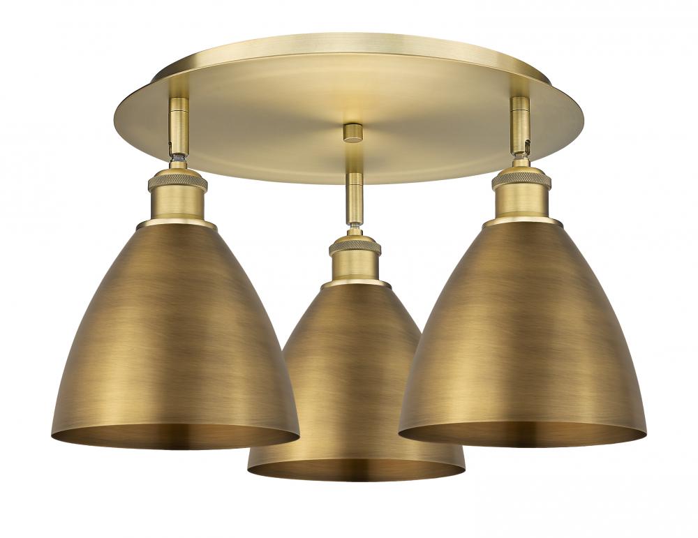 Bristol - 3 Light - 19 inch - Brushed Brass - Semi-Flush Mount
