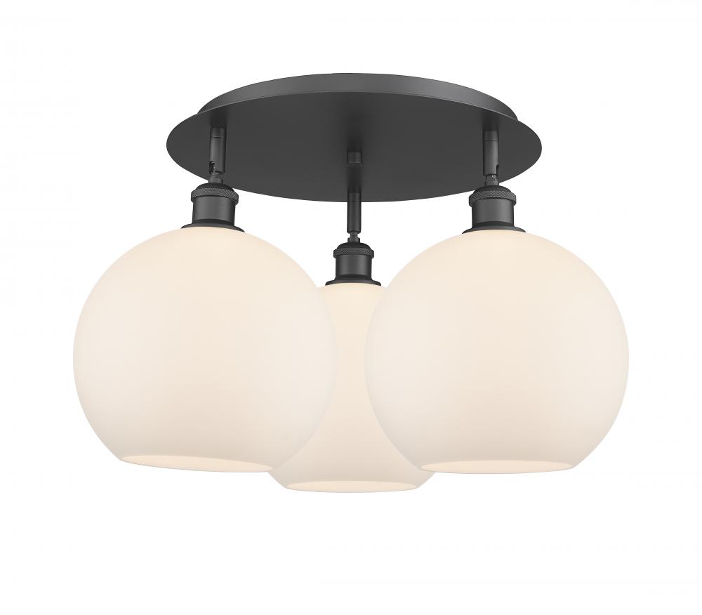Athens - 3 Light - 22 inch - Matte Black - Semi-Flush Mount