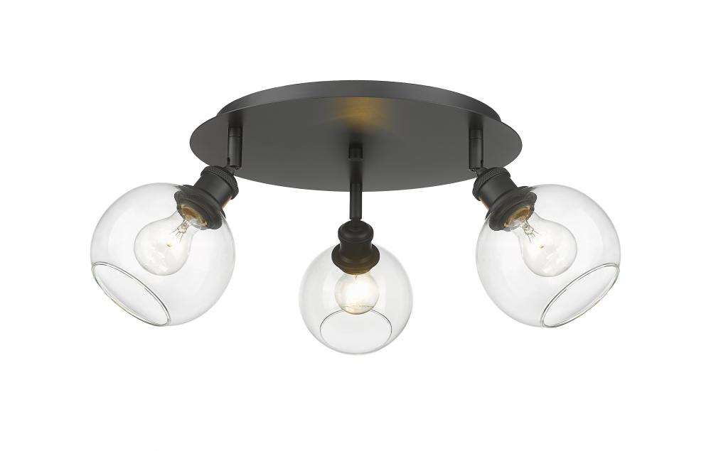 Athens - 3 Light - 18 inch - Matte Black - Semi-Flush Mount