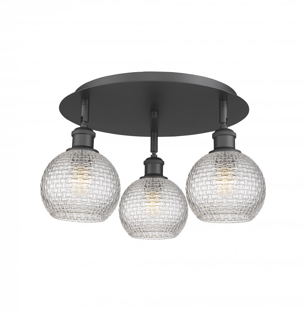 Athens - 3 Light - 18 inch - Matte Black - Semi-Flush Mount