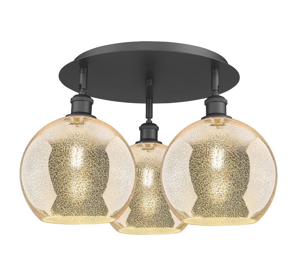 Athens - 3 Light - 22 inch - Matte Black - Semi-Flush Mount