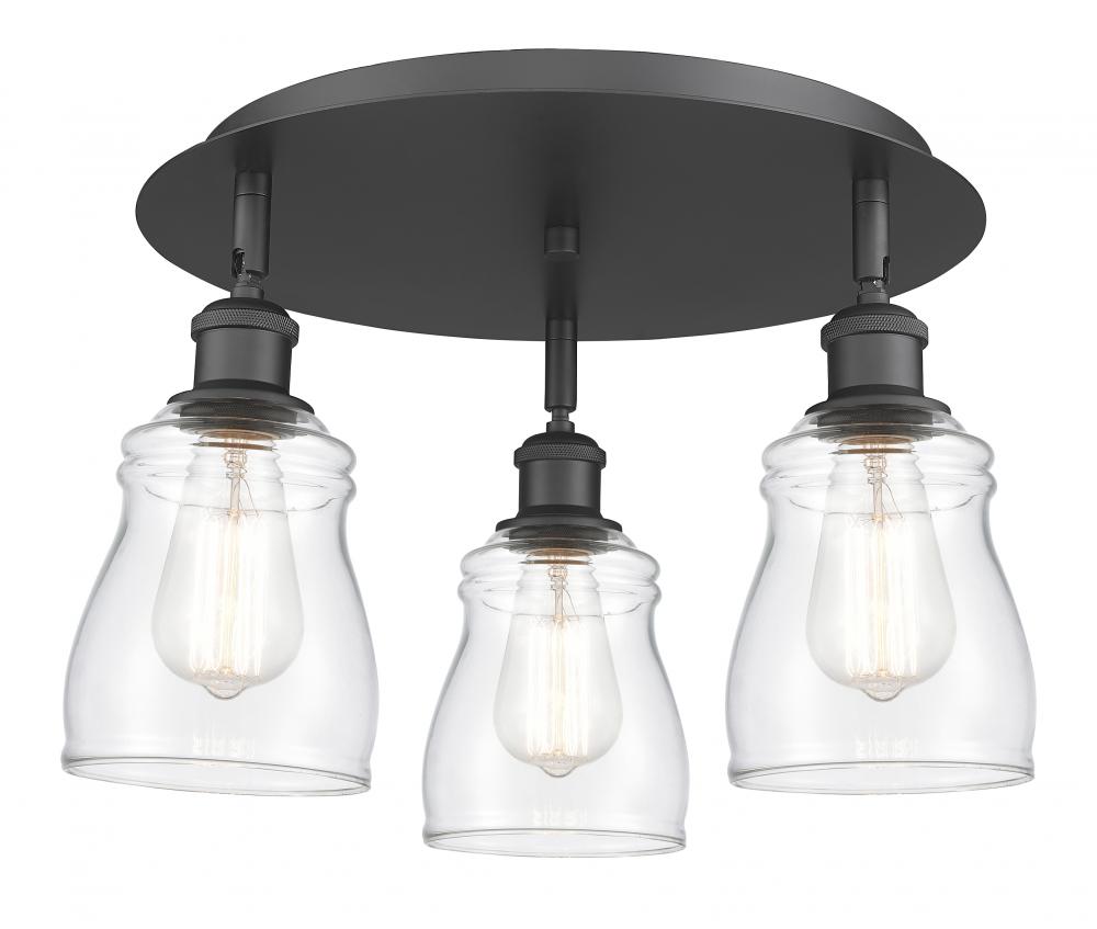 Ellery - 3 Light - 17 inch - Matte Black - Semi-Flush Mount