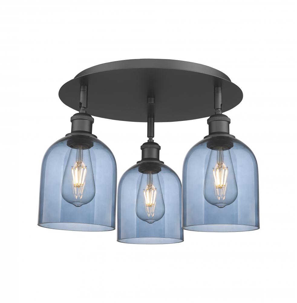 Bella - 3 Light - 17 inch - Matte Black - Semi-Flush Mount