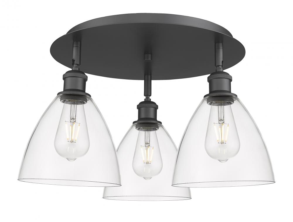 Bristol - 3 Light - 19 inch - Matte Black - Semi-Flush Mount