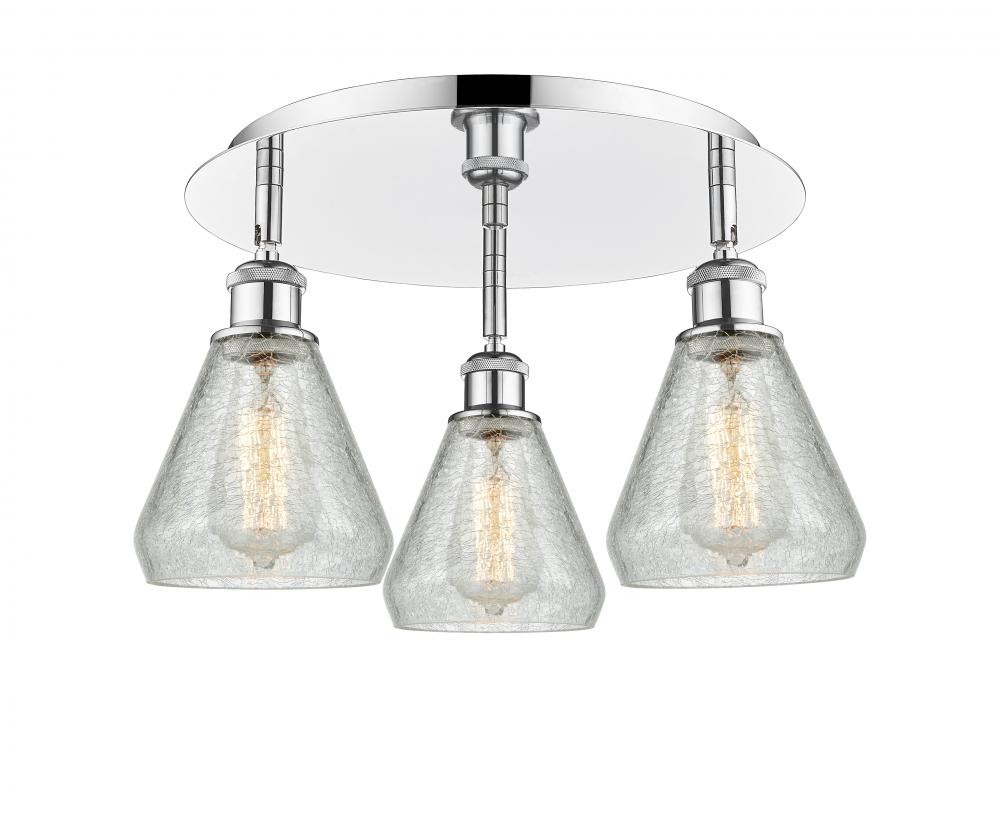 Conesus - 3 Light - 18 inch - Polished Chrome - Semi-Flush Mount