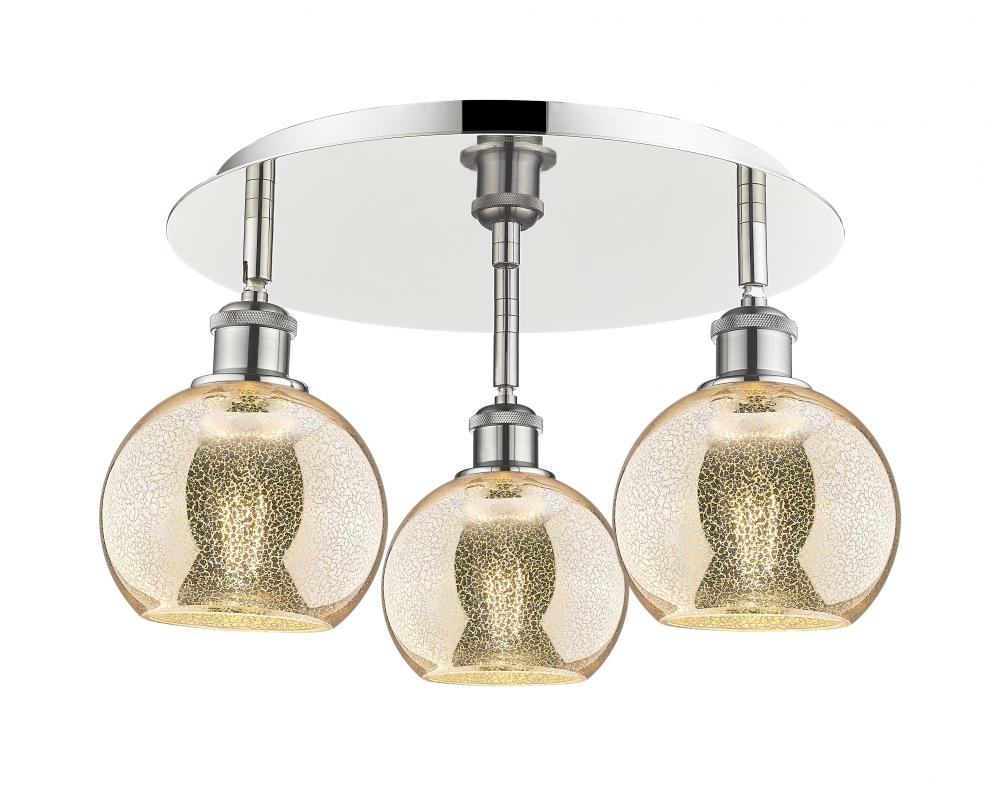 Athens - 3 Light - 18 inch - Polished Nickel - Semi-Flush Mount