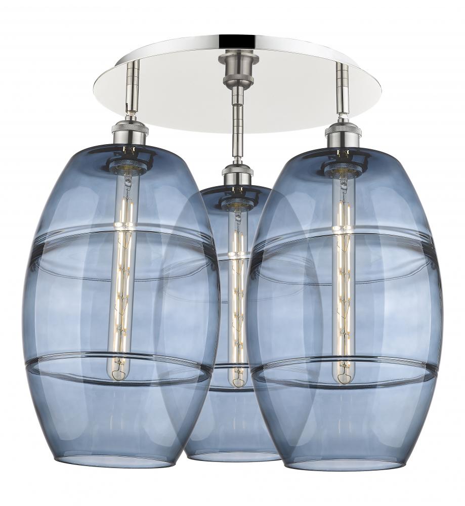 Vaz - 3 Light - 22 inch - Polished Nickel - Semi-Flush Mount