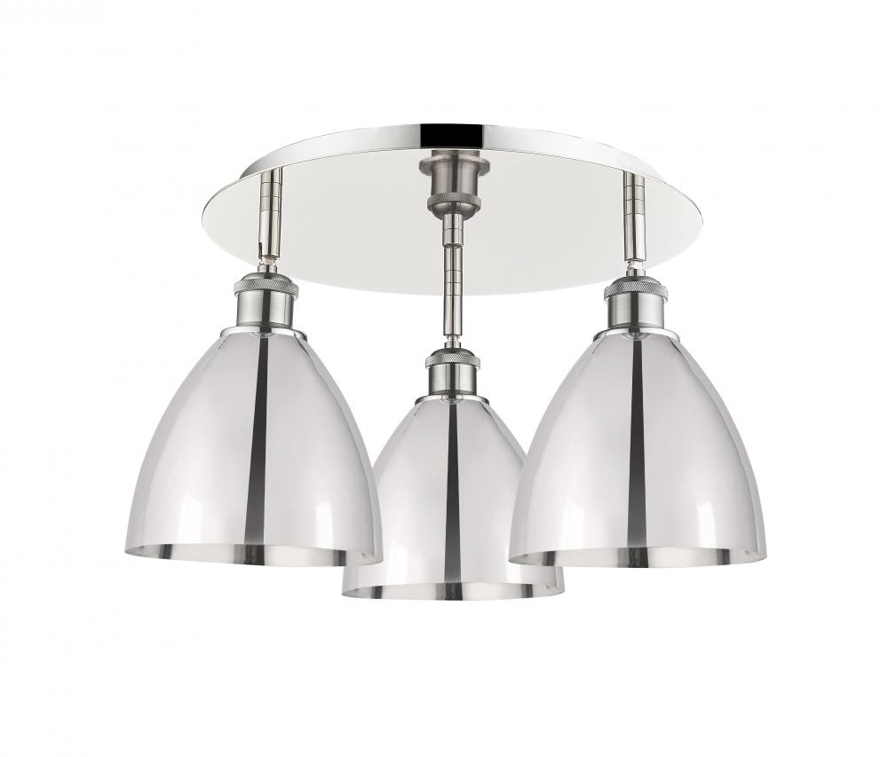 Bristol - 3 Light - 19 inch - Polished Nickel - Semi-Flush Mount